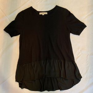 Loft short sleeve ruffle bottom sweater